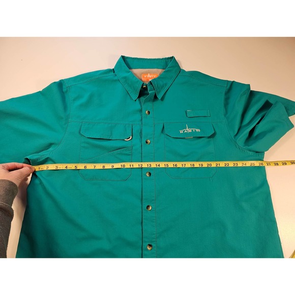 Habit fishing shirt men's XL Short Sleeve Vented performance teal button up - Picture 7 of 8